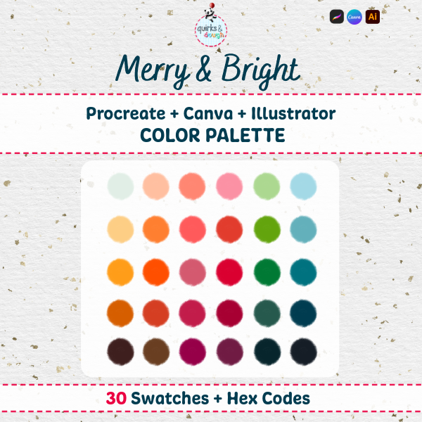 Merry + Bright - 30- Color Palette for Procreate Canva & Adobe Illustrator