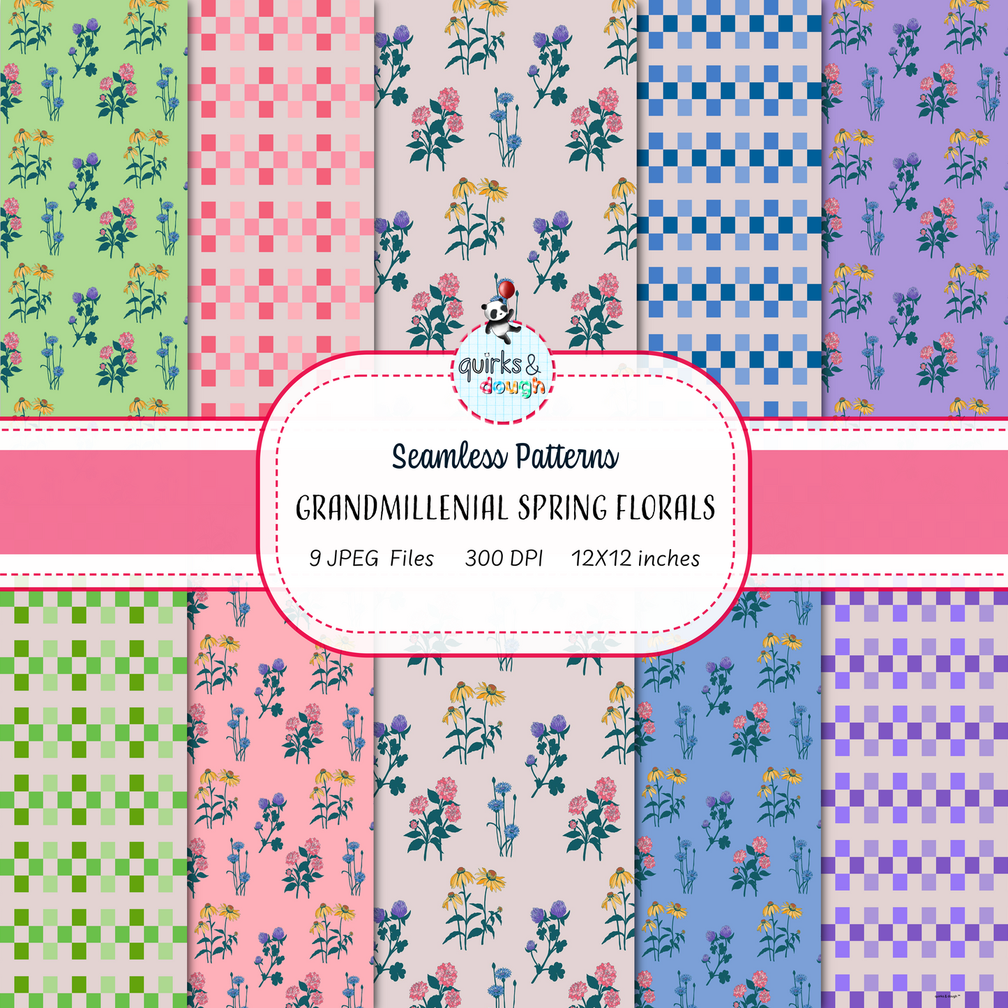 Grandmillenial Spring Florals - Digital Pattern Paper - Printable Scrapbook + Crafts Paper Sheets